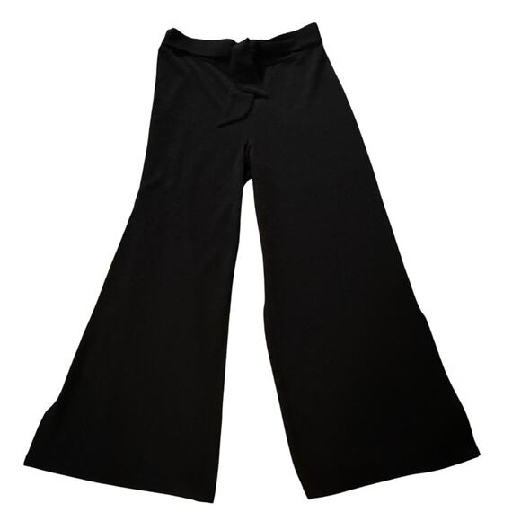 by Anthropologie Wide Leg Pants Women's Medium Black Tie Waist Split Hem